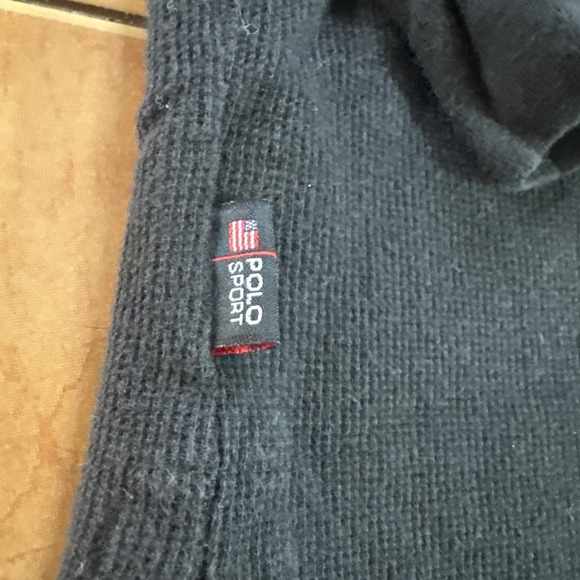 Vintage Polo Ralph Lauren Black White Tipped Long Sleeve Rugby Shirt Flag Sz XL - Picture 3 of 9